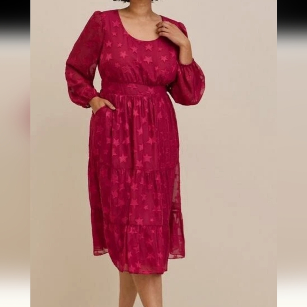 NWT TORRID Mini Star Chiffon Tiered Long Sleeve Dress 2X